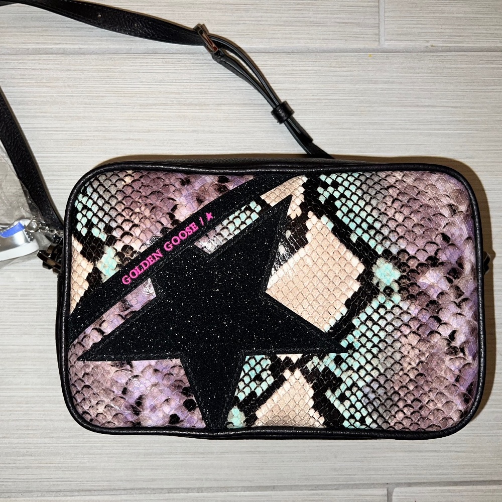 Golden Goose Star Snake Leather Embossed Camera bag